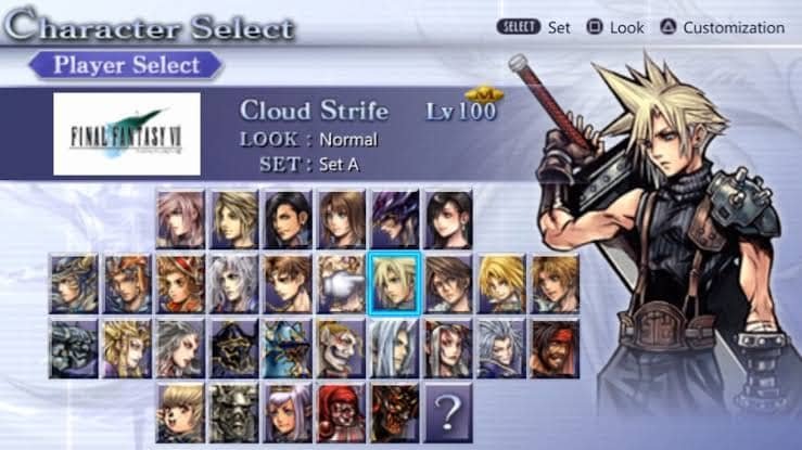 Dissidia 012 Final Fantasy PPSSPP all Characters