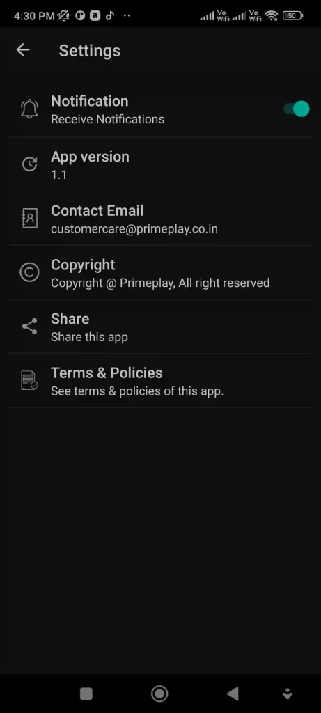 App Settings for OTT App