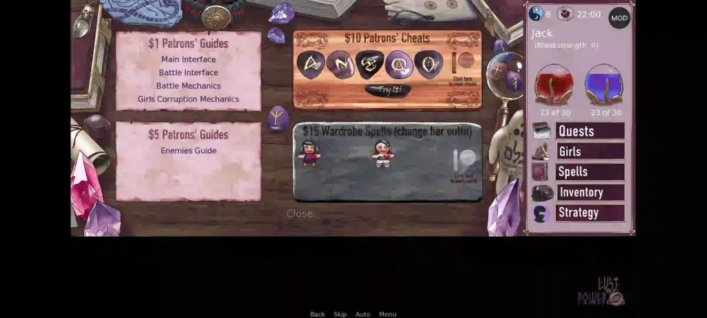 Lust and Power APK Patreon Cheat Codes